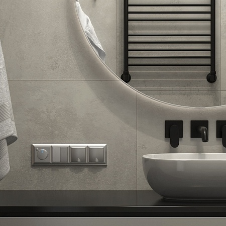 Рамка из пластика на 4 поста Fiore серебряный W0042206 - фото