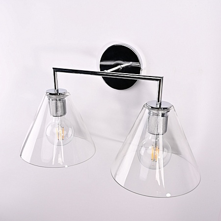Бра Rh Utilitaire Funnel Shade Double Sconce Silver Imperiumloft 123268-22 - фото