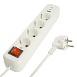 Удлинитель 4-местный с/з с выключ. STEKKER HM071-41-02 3x1мм2, 2м, 250В, 16А, 1USB+2C, 2.4A, сер Home, белый - фото
