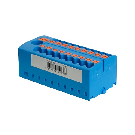Зажим блочный (групп) для распред.тока нагрузки push-in на 18 точек, сеч 2,5 мм2,690V,41А, 1точка интегр. питание, синий LD580 PTFIX 6-18/25 - фото
