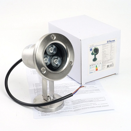 Светодиодный прожектор подводный Feron LL-822, 3W, AC/DC24V, низковольтный, 2700K, металлик, 80*80*130mm, IP68 - фото
