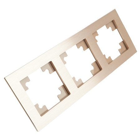 Рамка 3-местная, металл, ,STEKKER, MFR00-7003-02, серия Катрин, шампань - фото