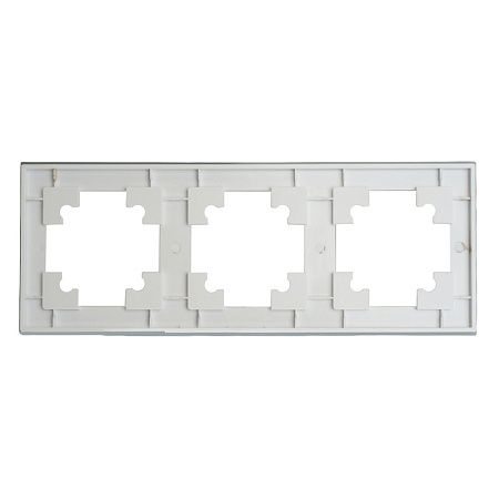 Рамка 3-местная, стекло, STEKKER, GFR00-7003-01, серия Катрин, белый матовый - фото