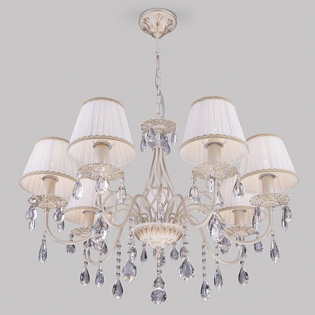 Подвесной светильник Eurosvet 3637/7 белый с золотом / прозрачный хрусталь - фото