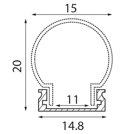 Профиль алюминиевый круглый узкий, серебро, CAB282 - фото