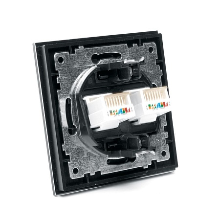 Розетка компьютерная 2-местная RJ-45 ,STEKKER ,GLS00-7006-05, серия Катрин, черный - фото