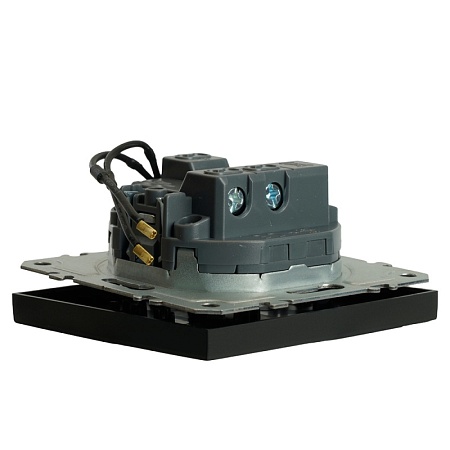 Выключатель 1-клавишный c индикатором (механизм), STEKKER, 250В, 10А, серия Эмили, RSW10-5101-05, черный уголь, soft touch - фото