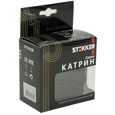 Терморегулятор механический для теплого пола (механизм), STEKKER GLS00-7117-05, 250В, 3500Вт, серия Катрин, черный - фото