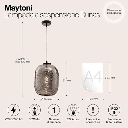 Подвесной светильник Maytoni Dunas P058PL-01B - фото