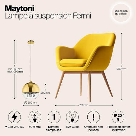 Подвесной светильник Maytoni Fermi P140-PL-170-1-G - фото