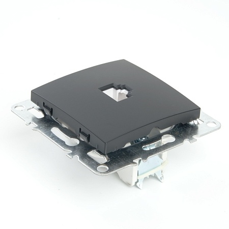 Розетка компьютерная 1-местная RJ-45 (механизм), STEKKER PST00-9107-03, серия Эрна, черный - фото