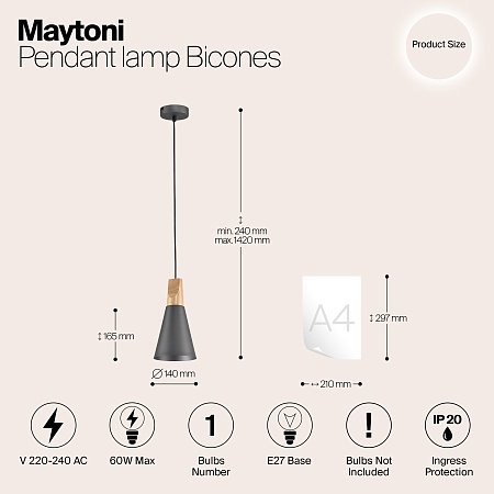 Подвесной светильник Maytoni Bicones P359-PL-140-C - фото