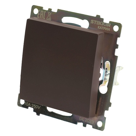 Переключатель перекрестный 1-клавишный (механизм), STEKKER GLS10-7110-04, 250V, 10А, серия Катрин, шоколад - фото