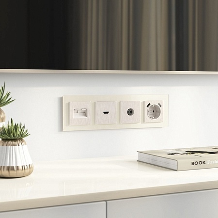 Накладка для розетки HDMI перламутровый рифленый WL13-HDMI-CP - фото