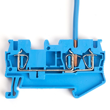 Зажим пружинный, 3-проводной проходной ЗНИ - 2,5 (JXB ST 2,5), синий STEKKER - фото