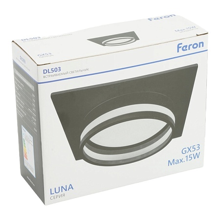 Светильник встраиваемый Feron DL503 LUNA потолочный GX53 черный квадрат - фото