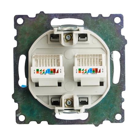 Розетка компьютерная 2-местная RJ-45 (механизм) STEKKER GLS00-7109-06 , серия Катрин, графит - фото