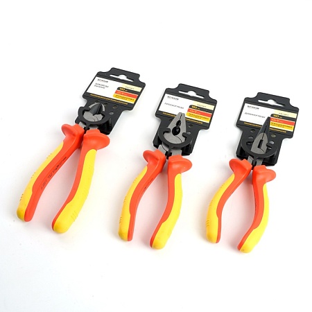 PLM-2-160-P Длинногубцы диэлектрические, 160мм, Cr-V, двухкомпонентная рукоятка - фото