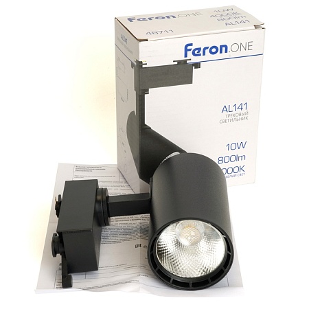 Светодиодный светильник Feron.ONE AL141 трековый однофазный на шинопровод 10W 4000K 35 градусов черный - фото