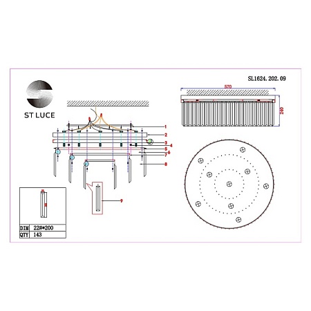 Люстра потолочная ST-Luce шампань/прозрачный E14 9*40W SL1624.202.09 - фото