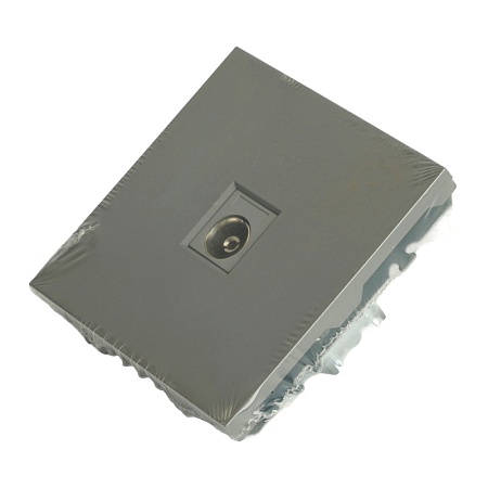 Розетка телевизионная 1-местная (механизм), STEKKER, 75 Ом, 5-862МГц, серия Эмили, RST00-5108-10, платиново-серый, soft touch - фото