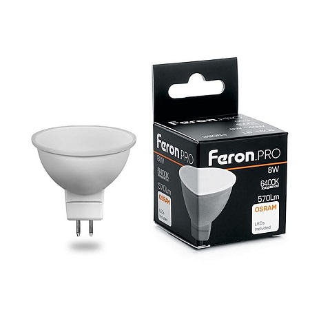 Лампа светодиодная Feron.PRO LB-1608 MR16 G5.3 8W 175-265V 6400K - фото