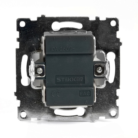 Переключатель 1-клавишный (механизм), STEKKER GLS10-7105-01, 250V, 10А, серия Катрин, белый - фото
