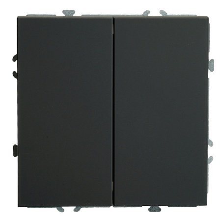 Переключатель 2-клавишный (механизм), STEKKER, 250В, 10А, серия Эмили, RSW10-5107-05, черный уголь, soft touch - фото