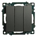 Выключатель 3-клавишный (механизм), 250В, 10А, серия Катрин, графит, GLS10-7108-06 - фото