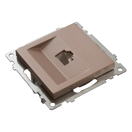 Розетка компьютерная 1-местная RJ-45 (механизм), STEKKER GLS00-7107-02, серия Катрин, шампань - фото