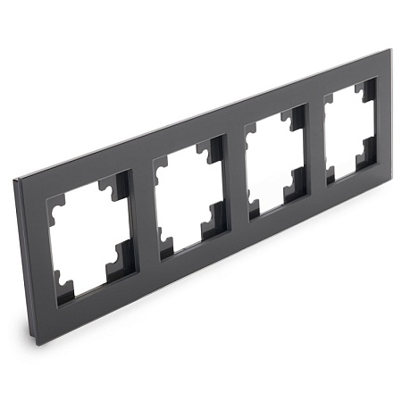 Рамка 4-местная, стекло, STEKKER GFR00-7004-05, серия Катрин, черный - фото