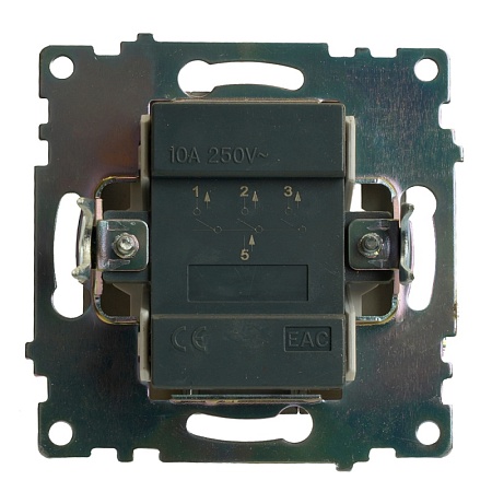 Выключатель 3-клавишный (механизм), 250В, 10А, серия Катрин, графит, GLS10-7108-06 - фото