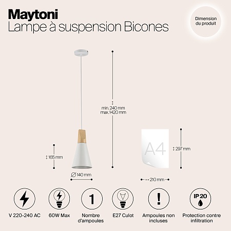 Подвесной светильник Maytoni Bicones P359-PL-140-W - фото