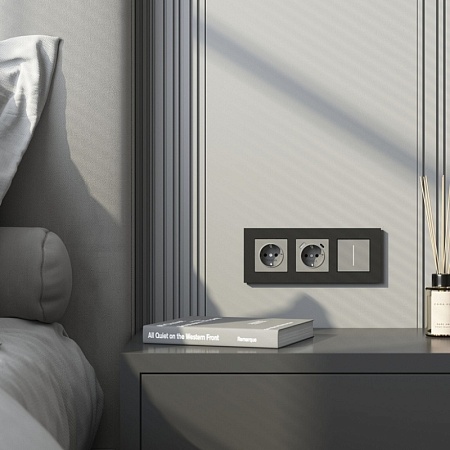 Рамка на 3 поста Slab (черный матовый) W0032908 - фото