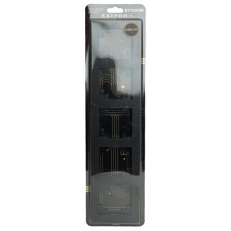 Рамка 5-местная, стекло, STEKKER, GFR00-7005-05М,серия Катрин, черный матовый - фото