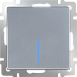 Выключатель одноклавишный  с подсветкой серебряный WL06-SW-1G-LED - фото