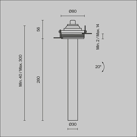 Встраиваемый светильник Technical Focus T C140TRS-L300-7W3K-B - фото