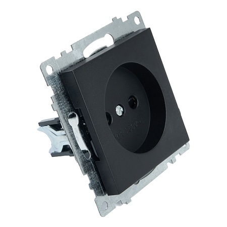 Розетка 1-местная б/з (механизм), STEKKER GLS10-7109-05, 250V, 10А с защитной шторкой, серия Катрин, черный - фото