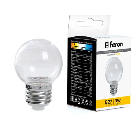 Лампа светодиодная Feron LB-371 Шар E27 3W 230V 2700K прозрачный - фото