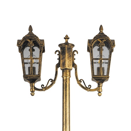 Светильник садово-парковый Feron PL109  четырехгранный,столб 2*60W 230V E27, черное золото - фото