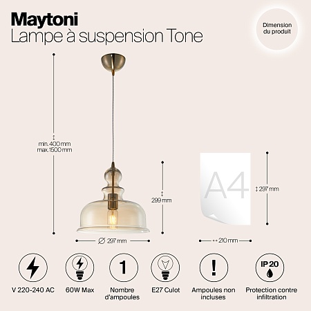 Подвесной светильник Maytoni Tone P001PL-01BZ - фото