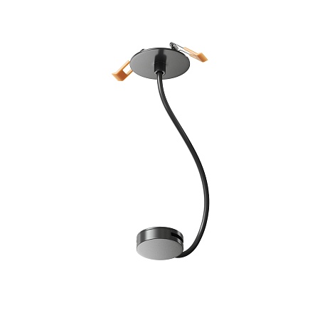 TR5514-BK Встраиваемое основание с возможностью подачи питания треку-ремню Belty, серия Base. Не вмещает блок питания. D65мм, монтажный D50мм, коннектор на проводе, L200-1500мм, IP20, черный, алюминий - фото