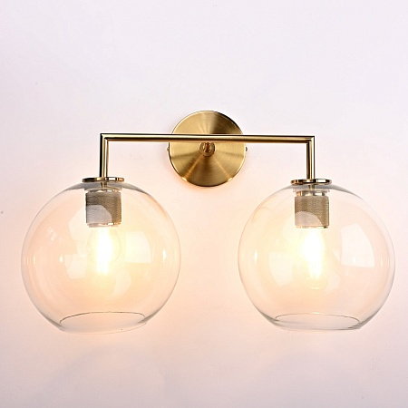Бра Rh Utilitaire Globe Shade Double Sconce Brass Imperiumloft 123273-22 - фото