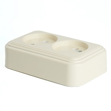 Розетка 2-местная б/з STEKKER, PST16-30-20 (RA 16-237-БЖ), пластик АВС, 250В, 16А, IP20, слоновая кость - фото