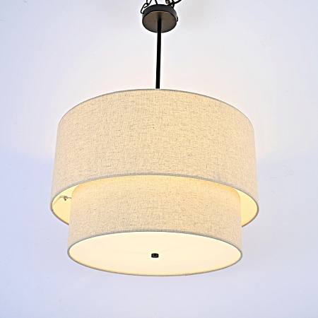 Люстра Rh Two-Tier Round Shade Linen Imperiumloft 75148-22 - фото