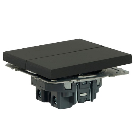 Переключатель перекрестный 2-клавишный (механизм), STEKKER, 250В, 10А, серия Эмили, RSW10-5111-01, белый фарфор, soft touch - фото