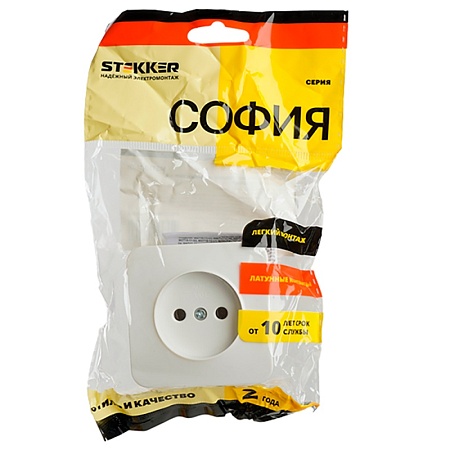 Розетка 1-местная б/з открытой установки, STEKKER, 250В, 10А, IP20, серия София, белый, MST10-11-01 - фото