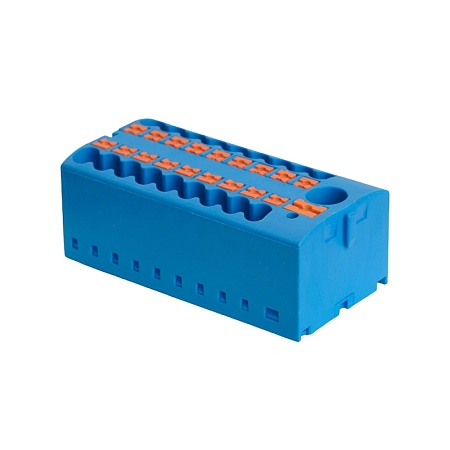 Зажим блочный (групп) для распред.тока нагрузки push-in на 18 точек, сеч 2,5 мм2,690V,41А, 1точка интегр. питание, синий LD580 PTFIX 6-18/25 - фото