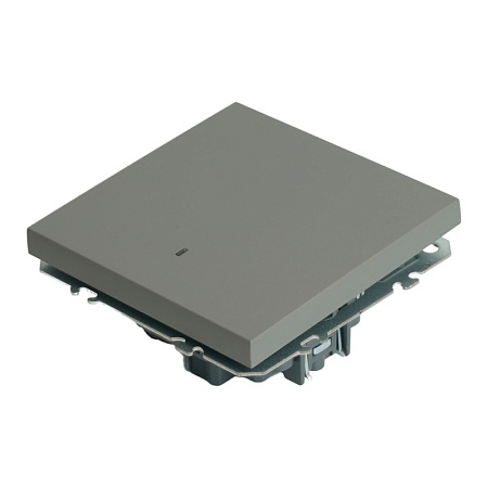 Выключатель 1-клавишный c индикатором (механизм), STEKKER, 250В, 10А, серия Эмили, RSW10-5101-10, платиново-серый, soft touch - фото