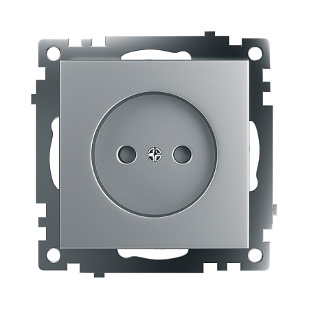 Розетка 1-местная б/з (механизм), STEKKER GLS10-7109-03, 250V, 10А с защитной шторкой, серия Катрин, серебро - фото